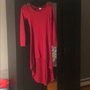 Red high to low spiked dress